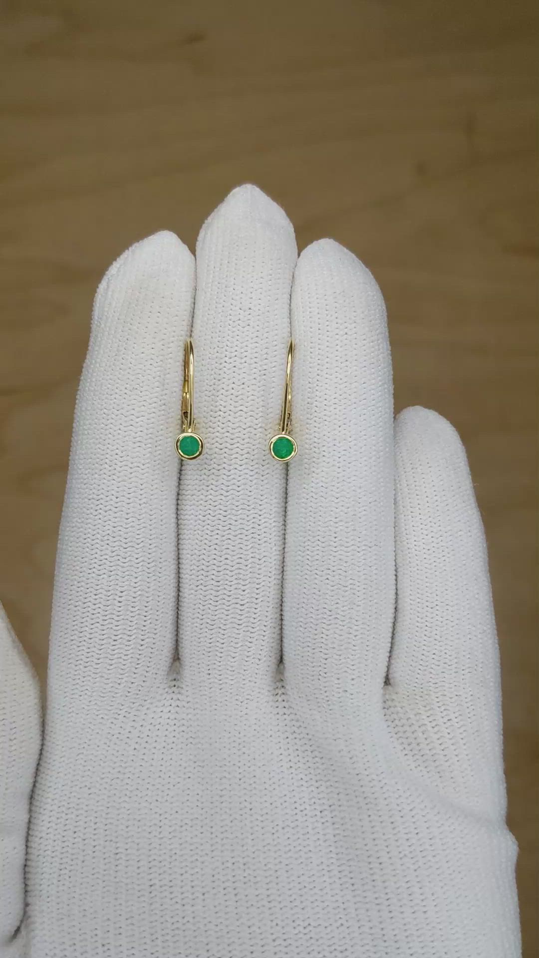 0.23 Ct.Tw. Emerald Bezel Earrings, 14K Yellow Gold Size Video