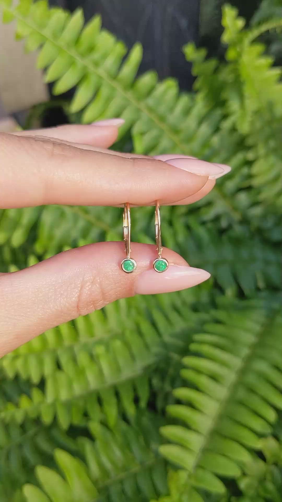 0.23 Ct.Tw. Emerald Bezel Earrings, 14K Yellow Gold Size Video