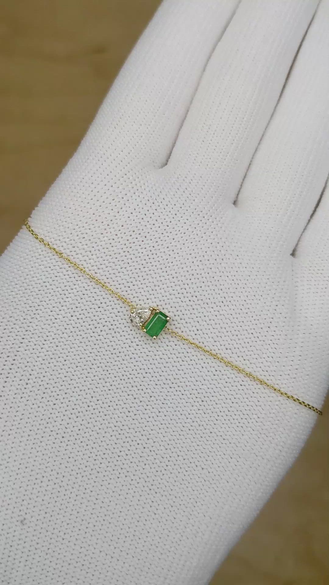 0.45 Ct.Tw. Emerald Accent Stones Bracelet, 14K Yellow Gold Size Video