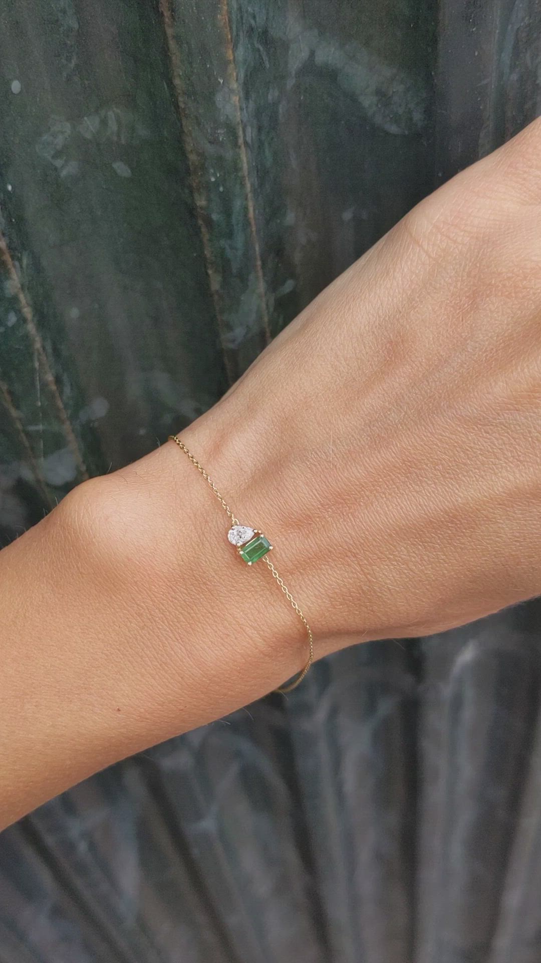 0.45 Ct.Tw. Emerald Accent Stones Bracelet, 14K Yellow Gold Size Video