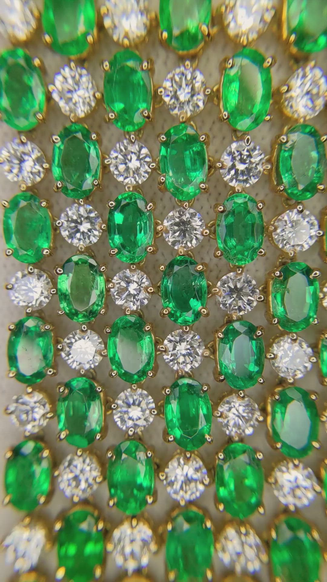50.00 Ct.Tw. Emerald Natural Diamond Accent Stones Bracelet, 14K Yellow Gold Size Video