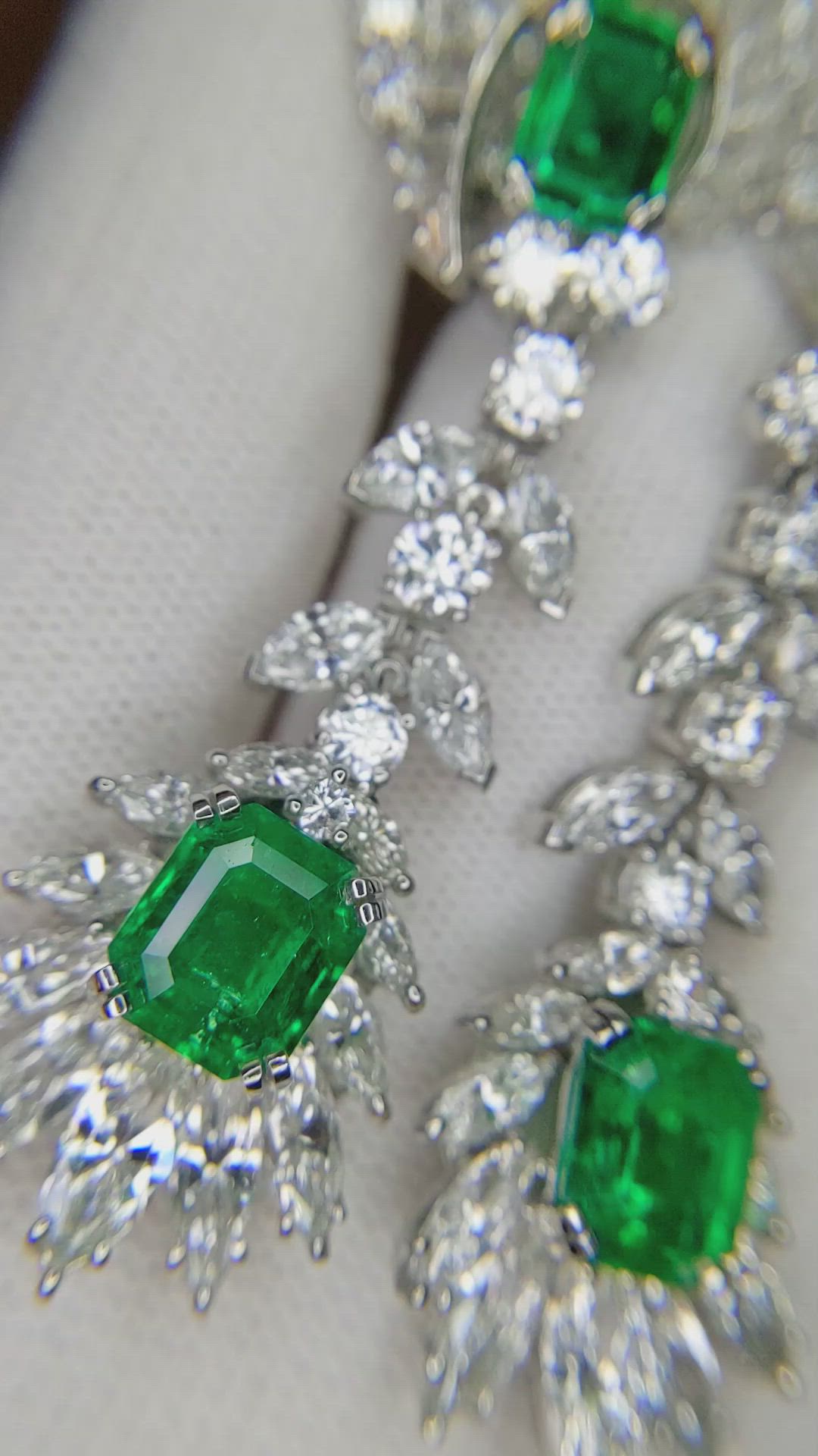 6.50 Ct.Tw. Emerald Natural Diamond Accent Stones Earrings, 14K White Gold Size Video