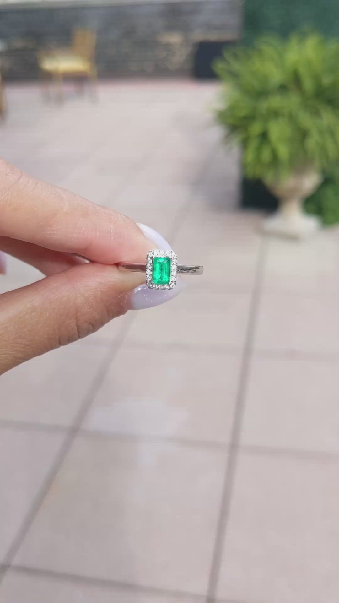 0.50 Ct. Emerald Natural Diamond Pave Ring, 18K White Gold Size Video