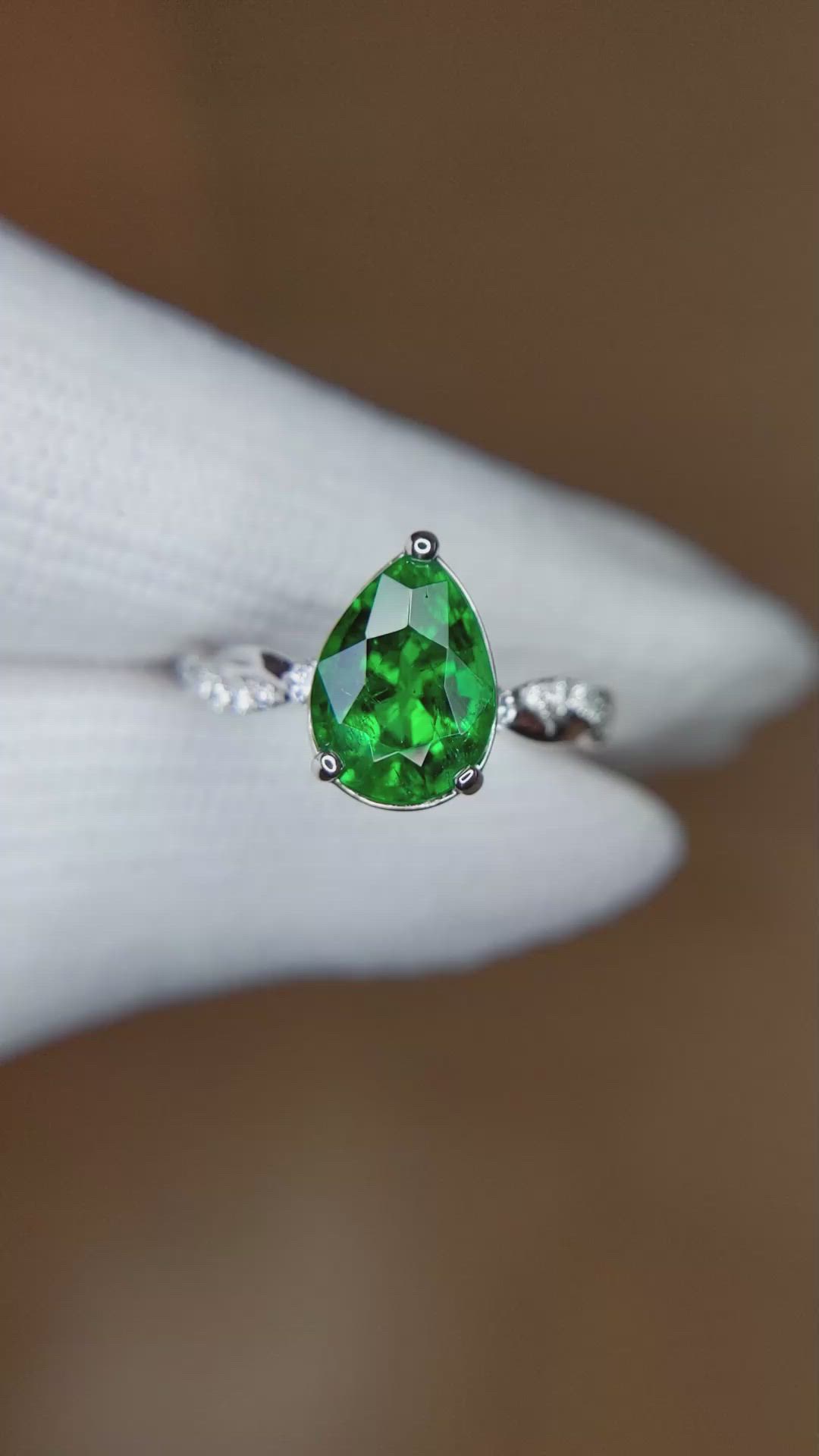 1.84 Ct. Emerald Natural Diamond Pave Ring, 18K White Gold Size Video