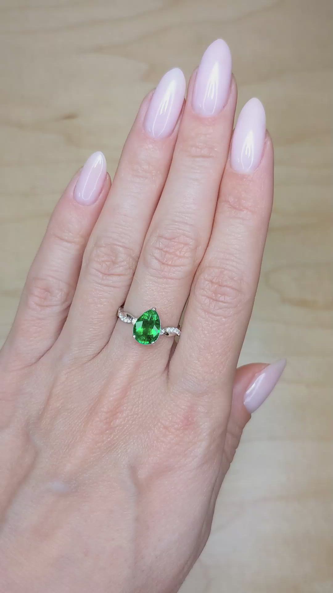 1.84 Ct. Emerald Natural Diamond Pave Ring, 18K White Gold Size Video