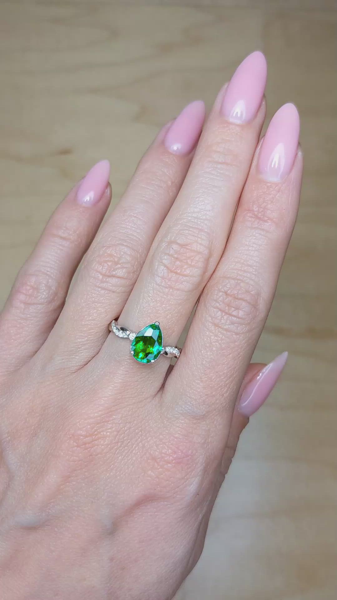 1.84 Ct. Emerald Natural Diamond Pave Ring, 18K White Gold Size Video