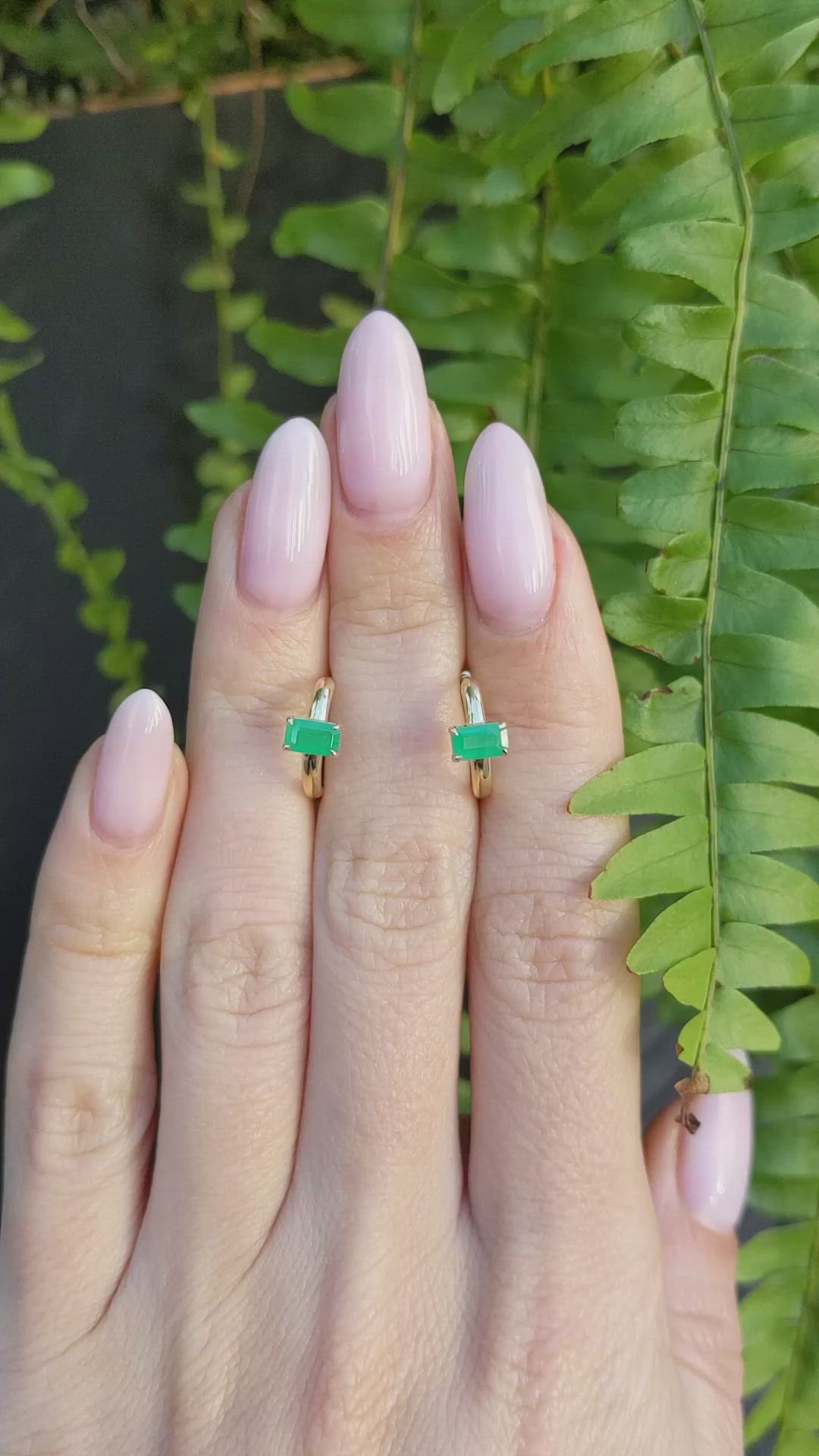 0.57 Ct.Tw. Emerald Hoops Earrings, 14K Yellow Gold Size Video