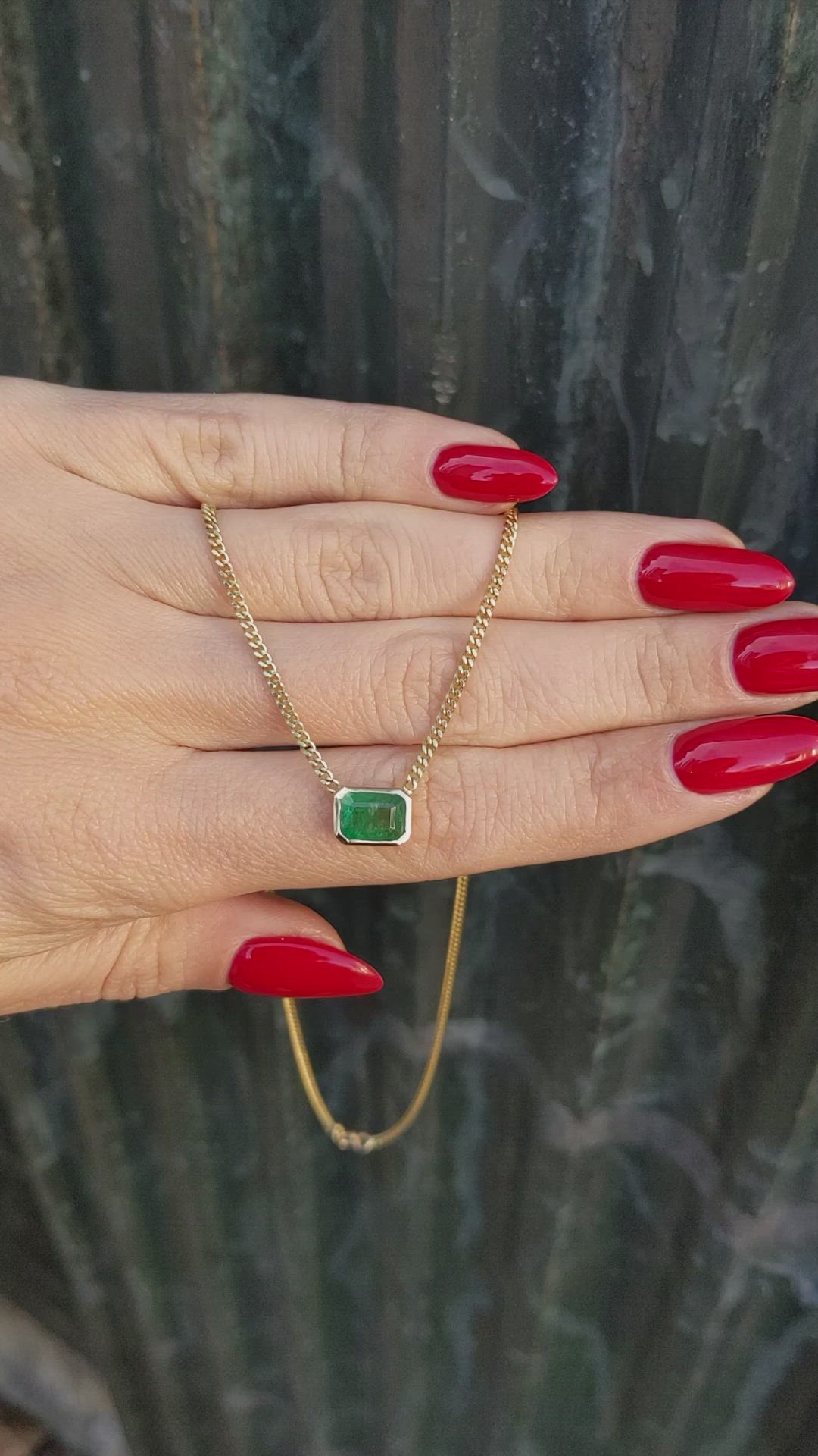 1.43 Ct. Emerald Bezel Necklace, 14K Yellow Gold Size Video