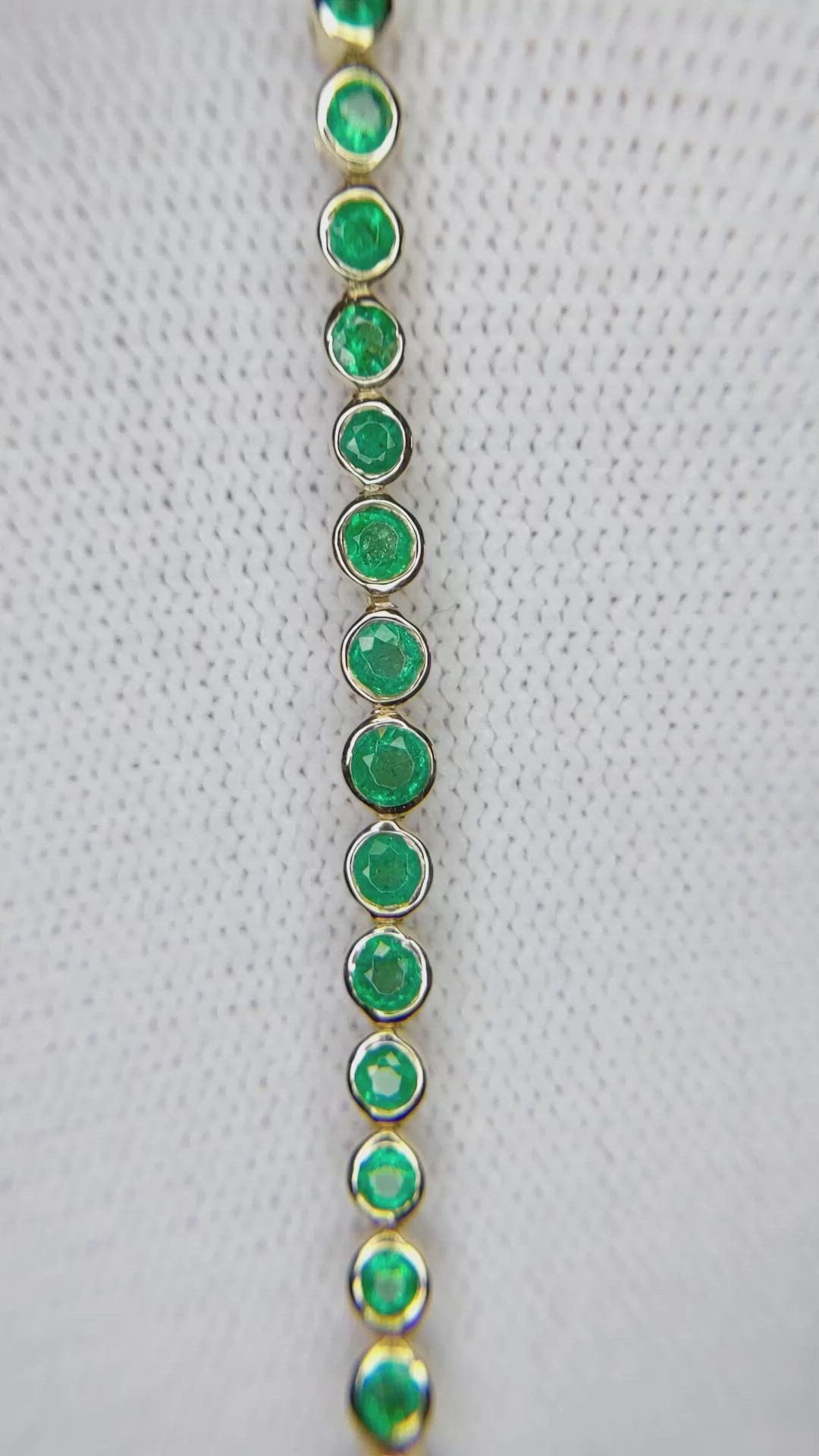 0.86 Ct.Tw. Emerald Bezel Bracelet, 14K Yellow Gold Size Video
