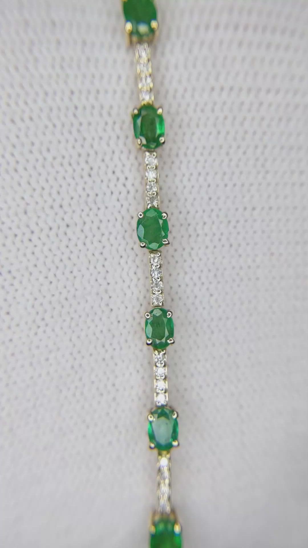 2.61 Ct.Tw. Emerald Natural Diamond Pave Bracelet, 14K Yellow Gold Size Video
