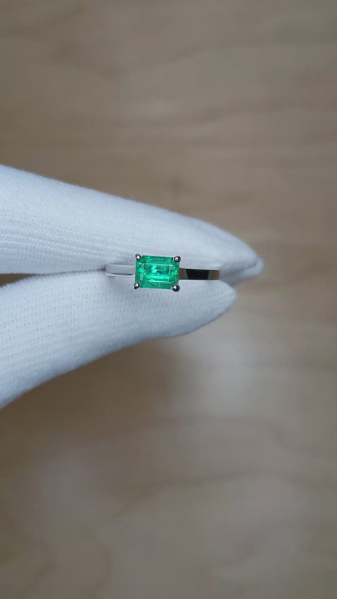 1.18 Ct. Emerald Solitaire Ring, Platinum 950 Size Video