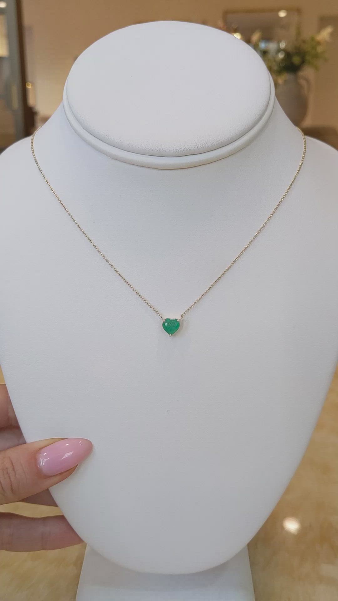 1.02 Ct. Emerald Solitaire Necklace, 14K Yellow Gold Size Video