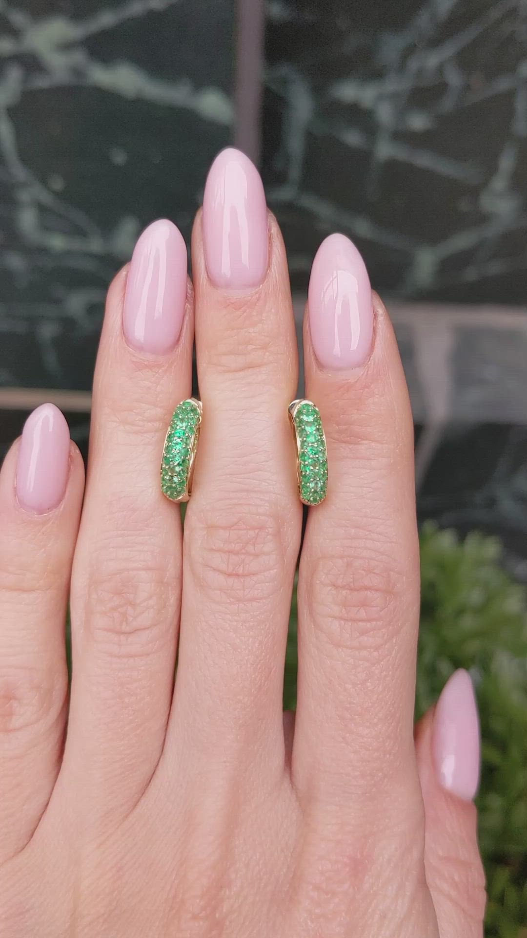 2.62 Ct.Tw.Total Carat Weight Emerald Pave Earrings, 14K Yellow Gold Size Video