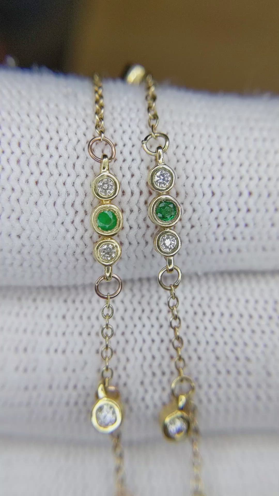 0.20 Ct. Emerald and Natural Diamond Bezel Necklace, 14K Yellow Gold Size Video