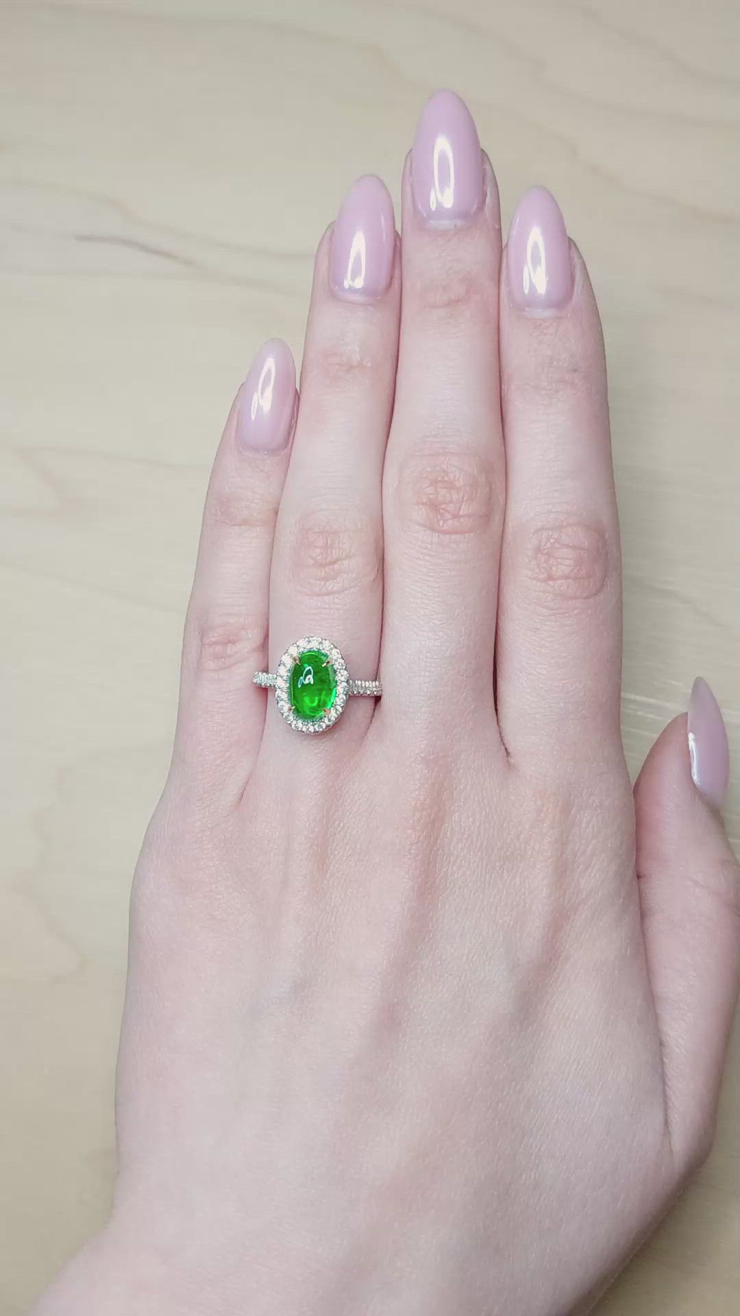 2.47 Ct. Emerald and Natural Diamond Pave Ring, 18K White & Yellow Size Video