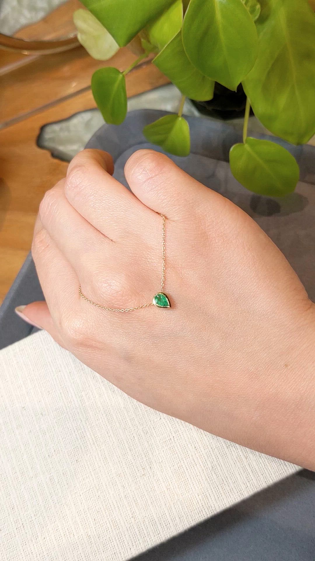 0.40 Ct. Emerald Bezel Necklace, 18K Yellow Gold Size Video