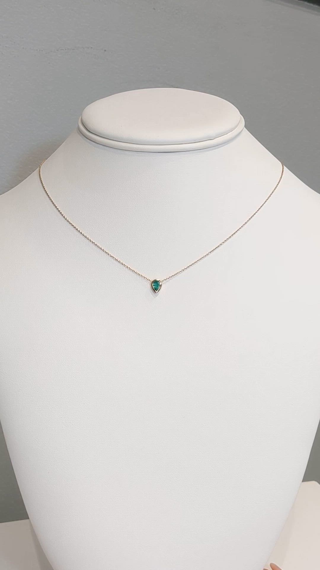 0.40 Ct. Emerald Bezel Necklace, 18K Yellow Gold Size Video