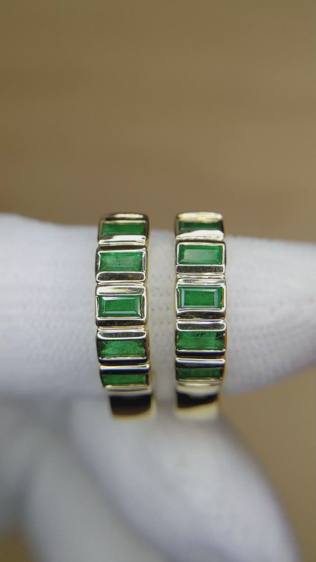 1.17&nbsp;Ct.Tw.Total Carat Weight Emerald Bezel Earrings, 14K Yellow Gold Size Video