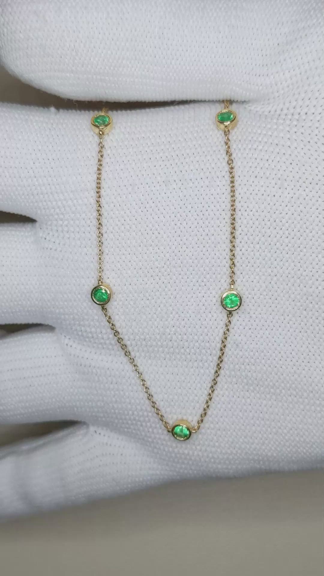 0.62 Ct. Emerald Bezel Necklace, 14K Yellow Gold Size Video