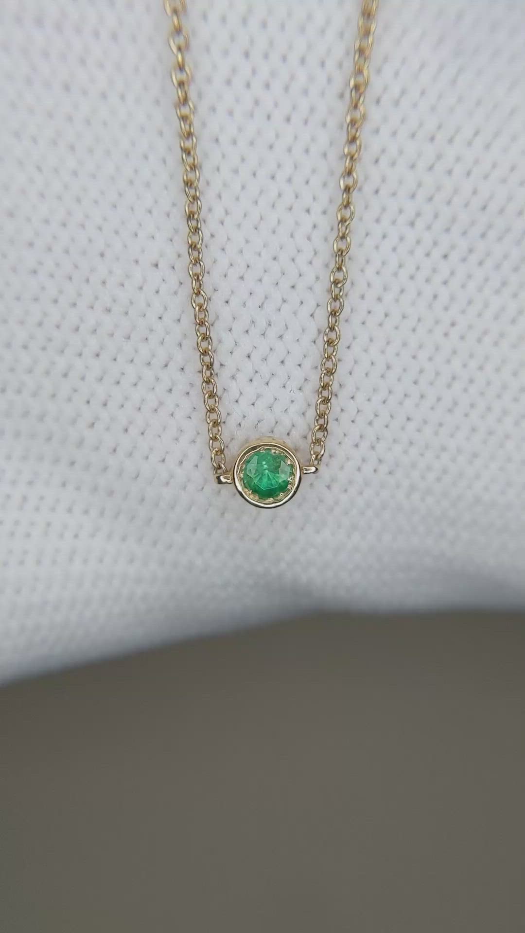0.62 Ct. Emerald Bezel Necklace, 14K Yellow Gold Size Video