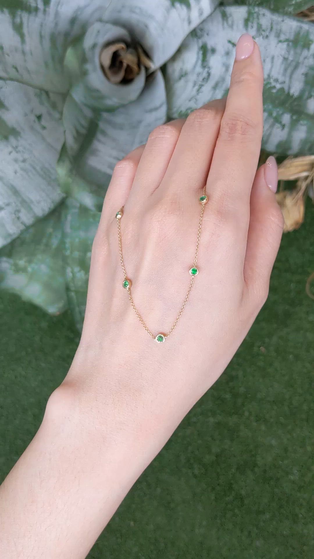 0.62 Ct. Emerald Bezel Necklace, 14K Yellow Gold Size Video