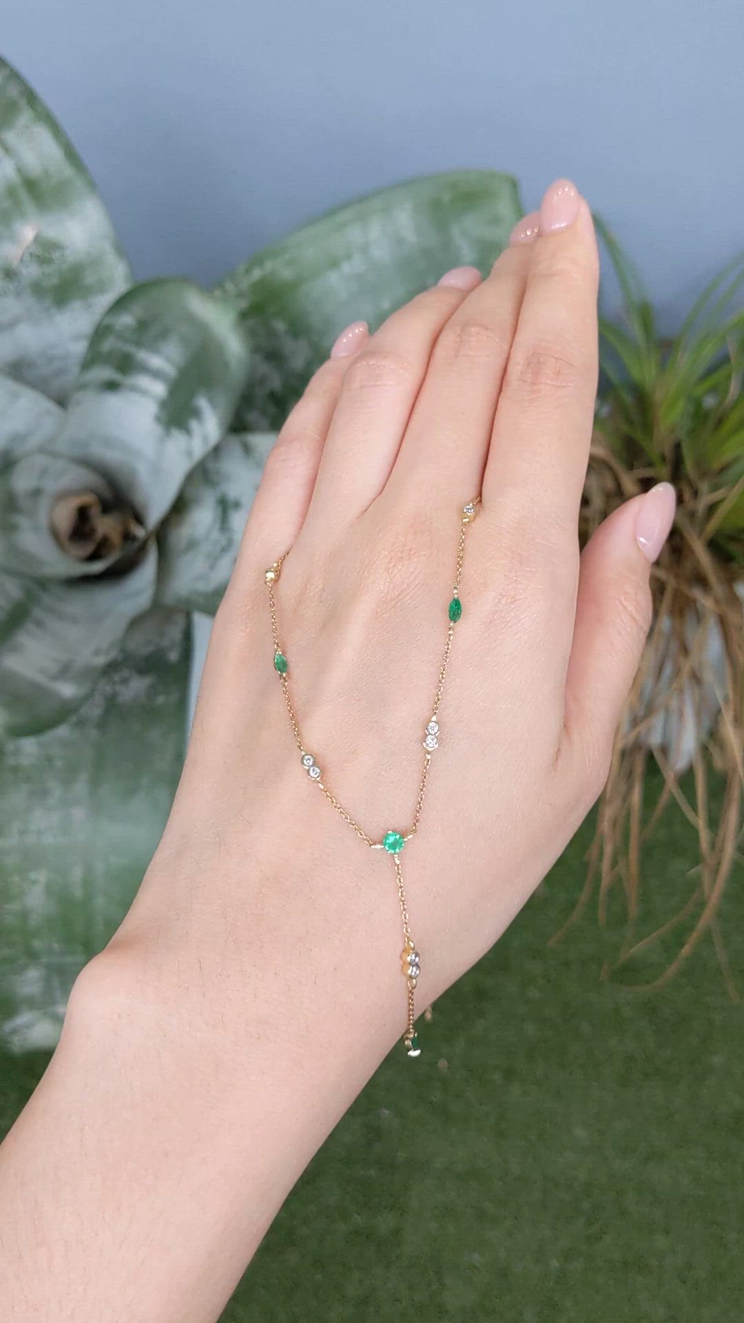 0.62&nbsp;Ct.Tw.Total Carat Weight Emerald and Natural Diamond Accent Stones Necklace, 14K Yellow Gold Size Video