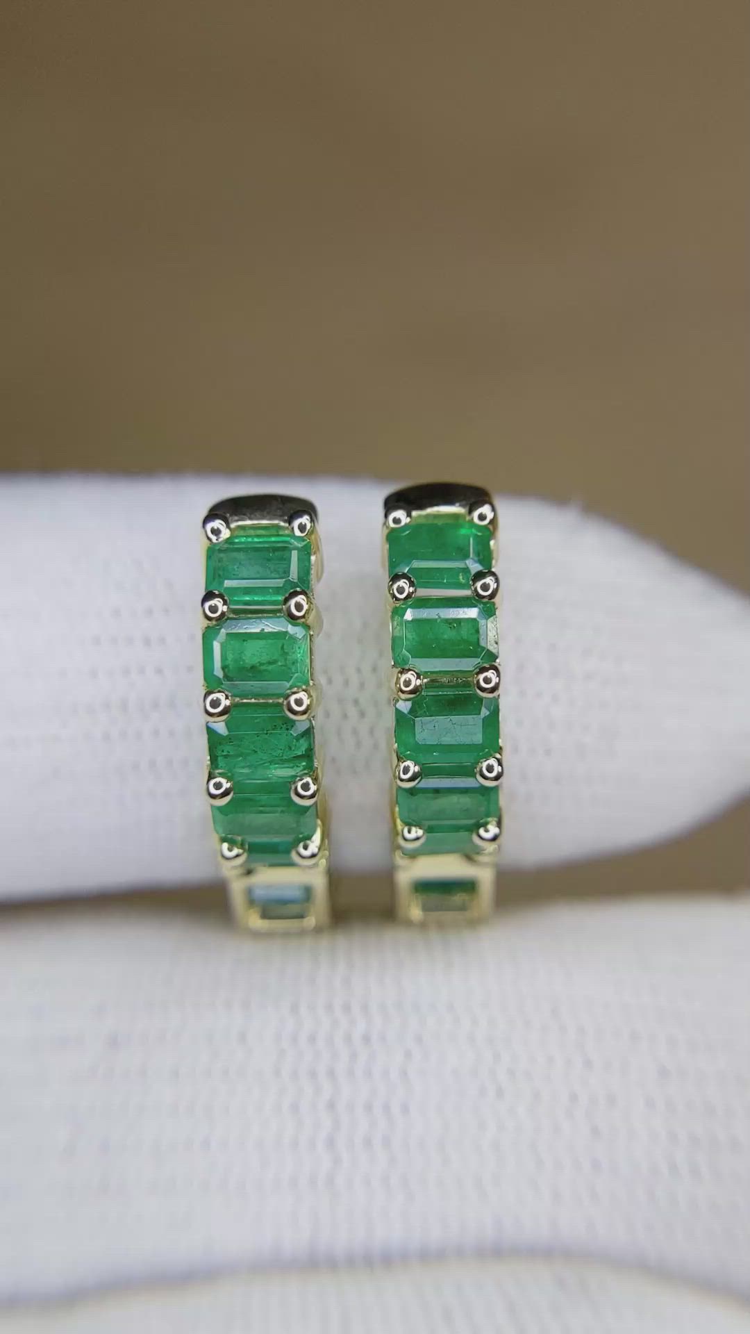 4.50&nbsp;Ct.Tw.Total Carat Weight Emerald Bezel Earrings, 14K Yellow Gold Size Video