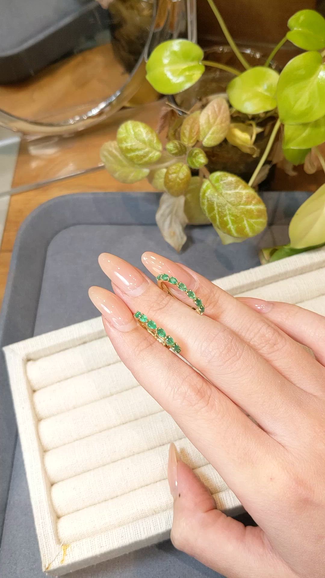 1.17 Ct.Tw.Total Carat Weight Emerald Hoops Earrings, 14K Yellow Gold Size Video