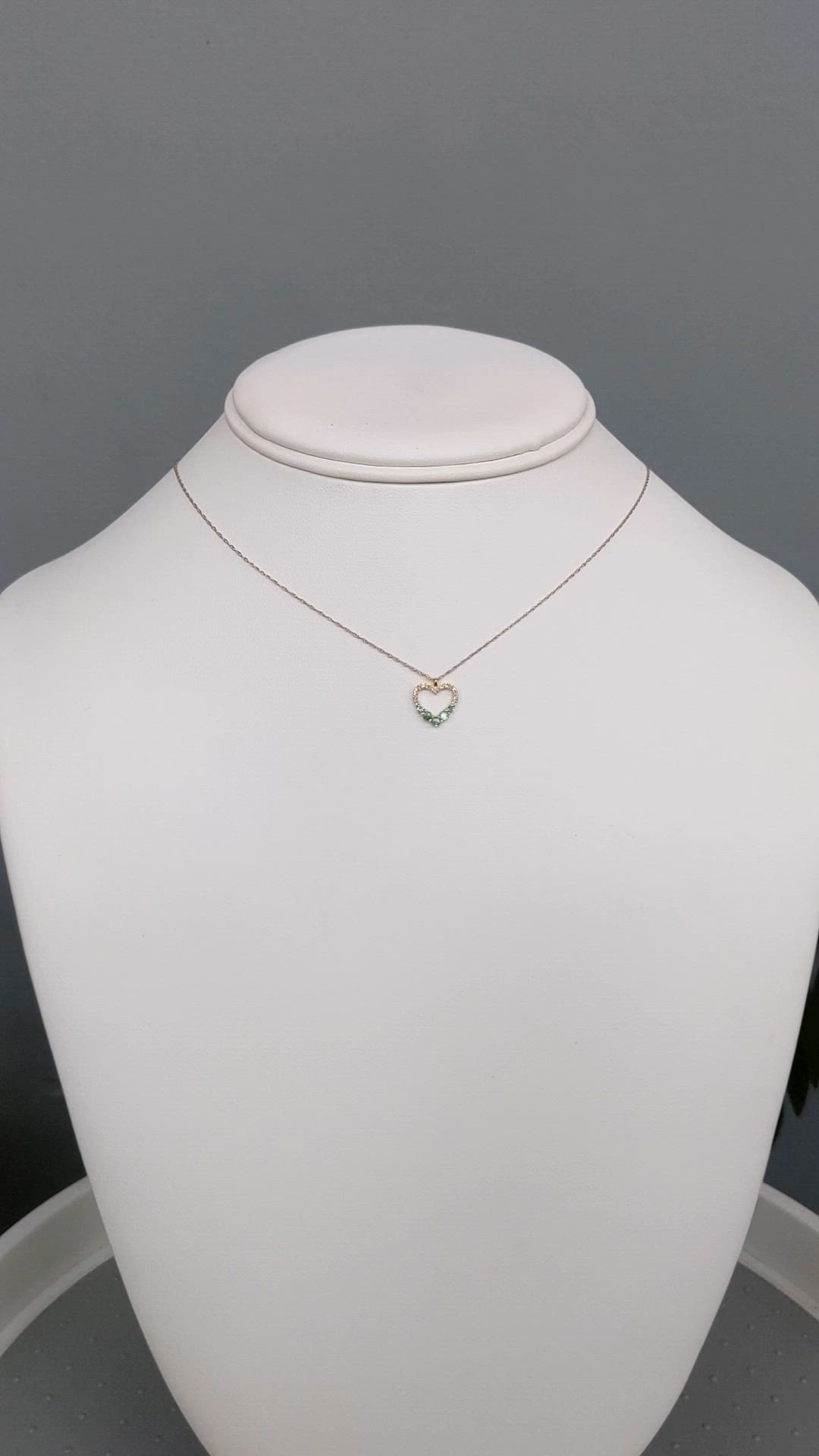 0.19 Ct. Emerald and Natural Diamond Accent Stones Necklace, 14K Yellow Gold Size Video
