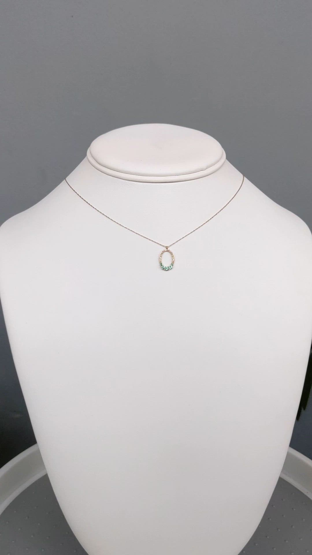 0.19 Ct. Emerald and Natural Diamond Accent Stones Necklace, 14K Yellow Gold Size Video