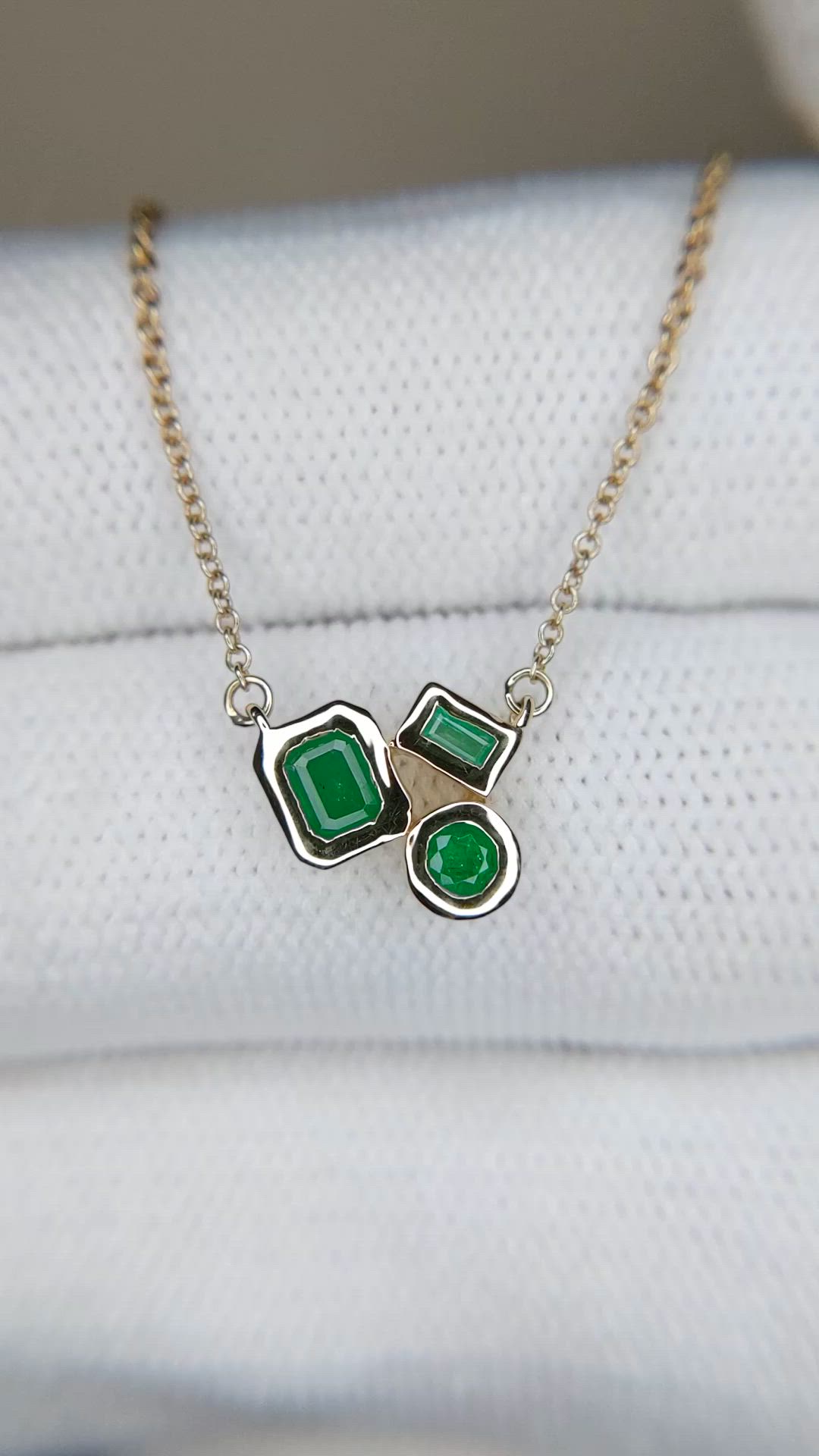0.11 Ct. Emerald Bezel Necklace, 14K Yellow Gold Size Video