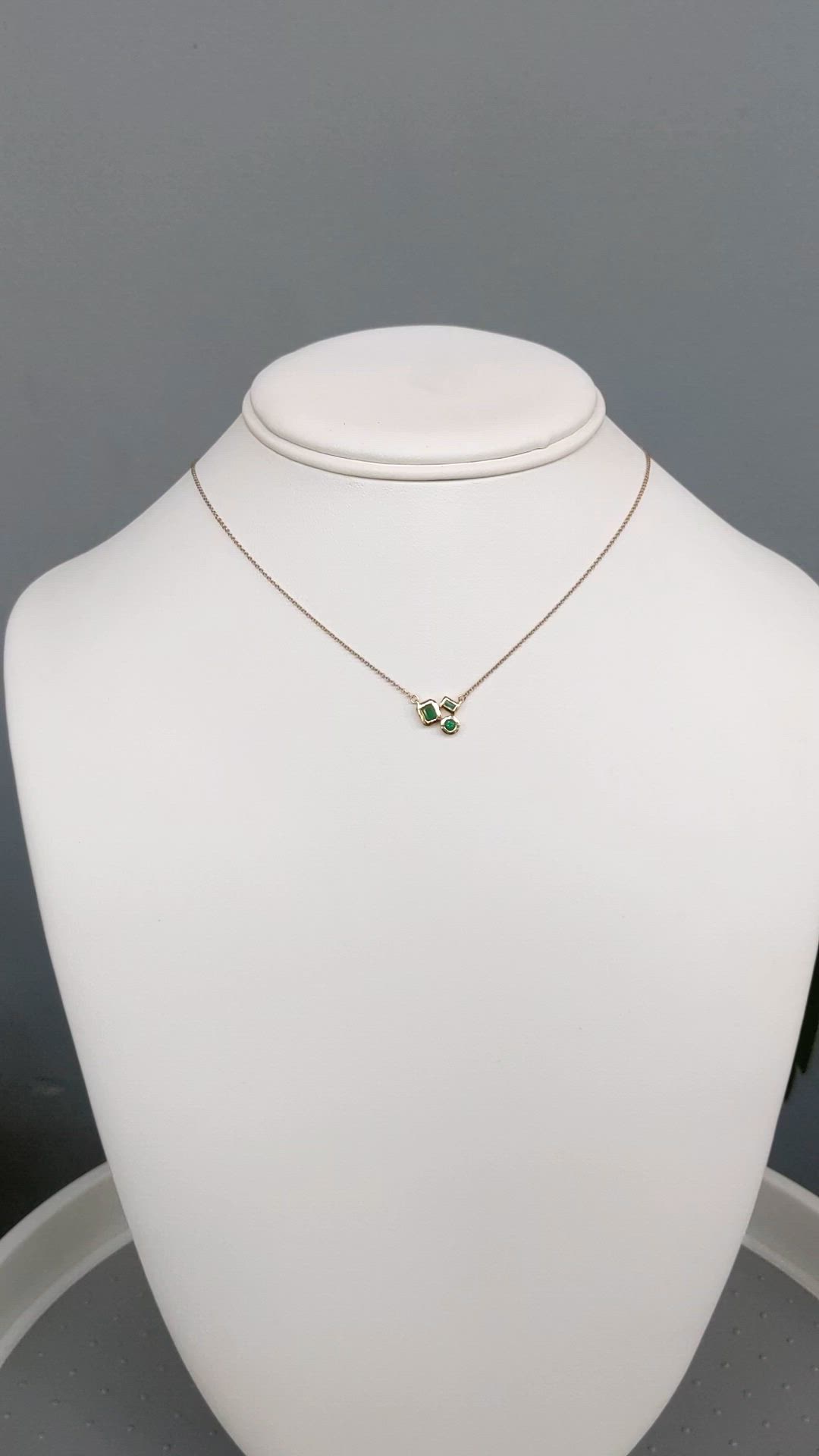 0.11 Ct. Emerald Bezel Necklace, 14K Yellow Gold Size Video