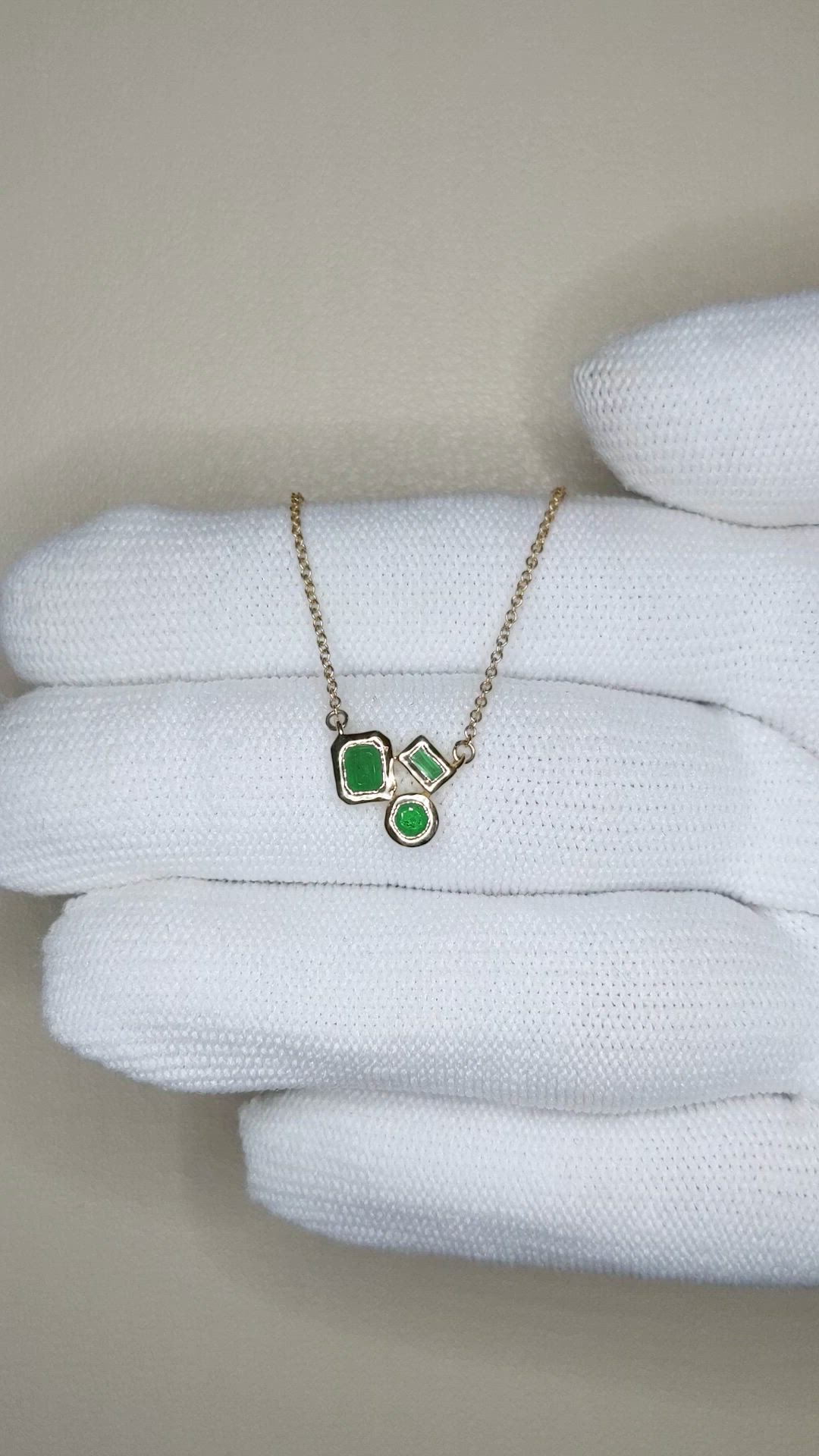 0.11 Ct. Emerald Bezel Necklace, 14K Yellow Gold Size Video