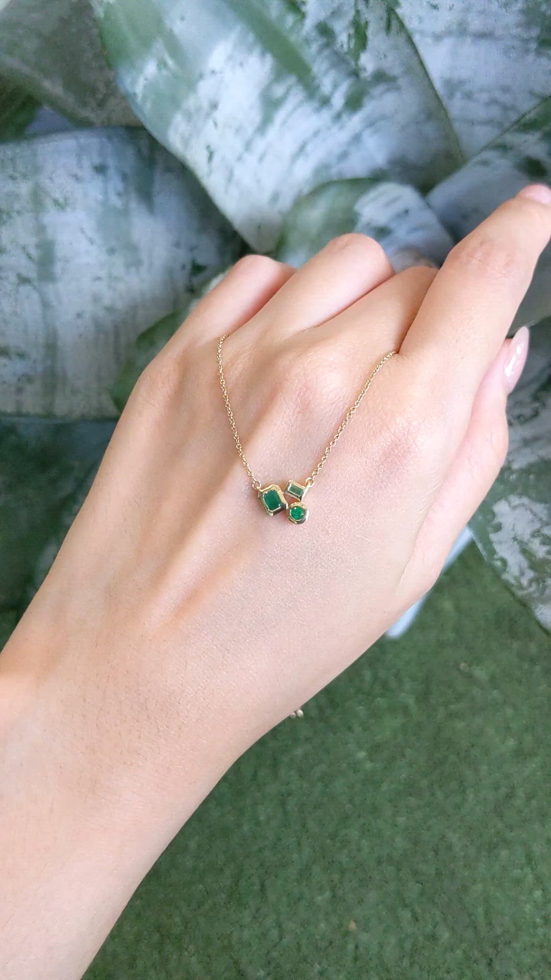 0.11 Ct. Emerald Bezel Necklace, 14K Yellow Gold Size Video