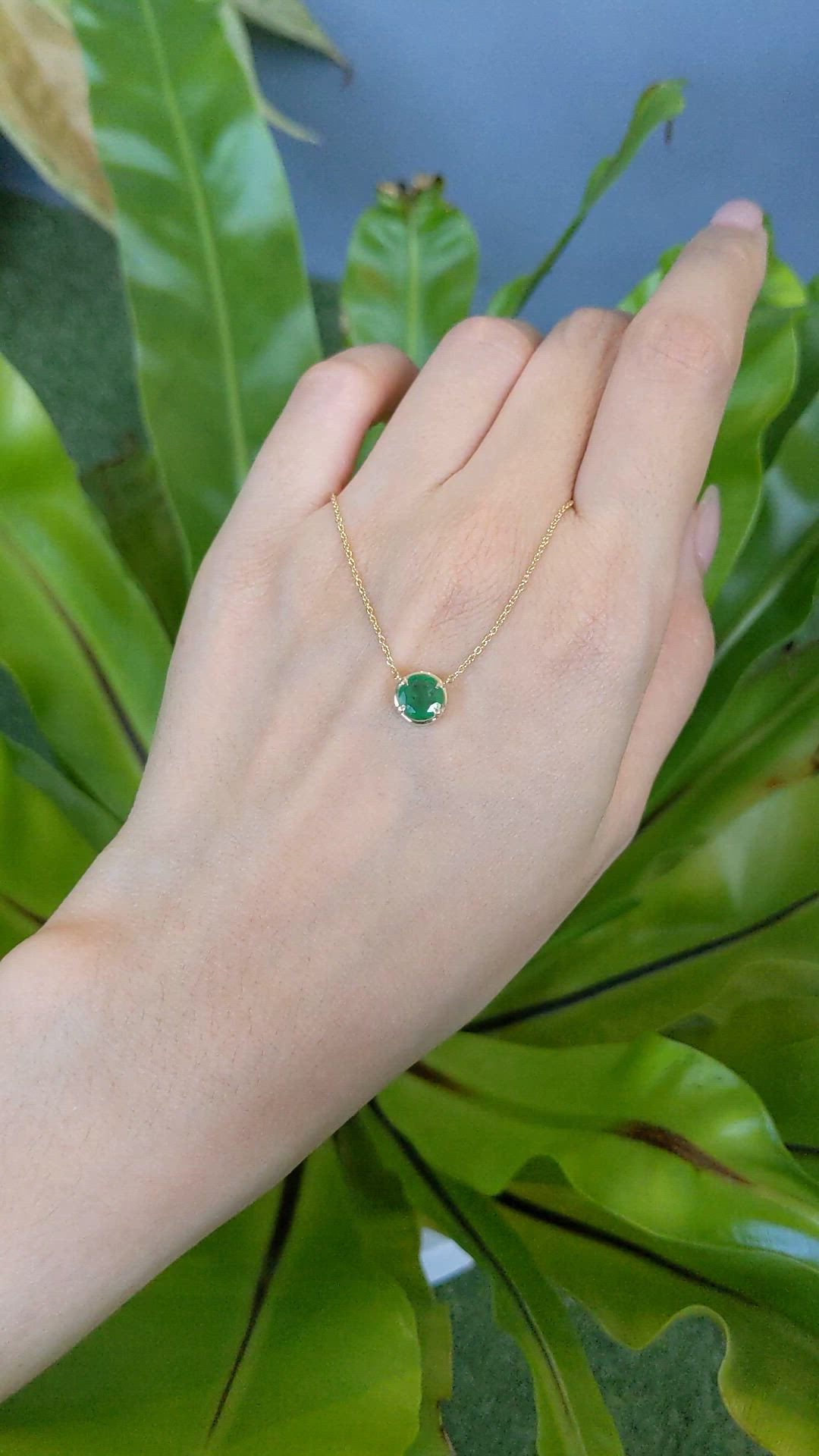 0.78 Ct. Emerald Bezel Necklace, 14K Yellow Gold Size Video