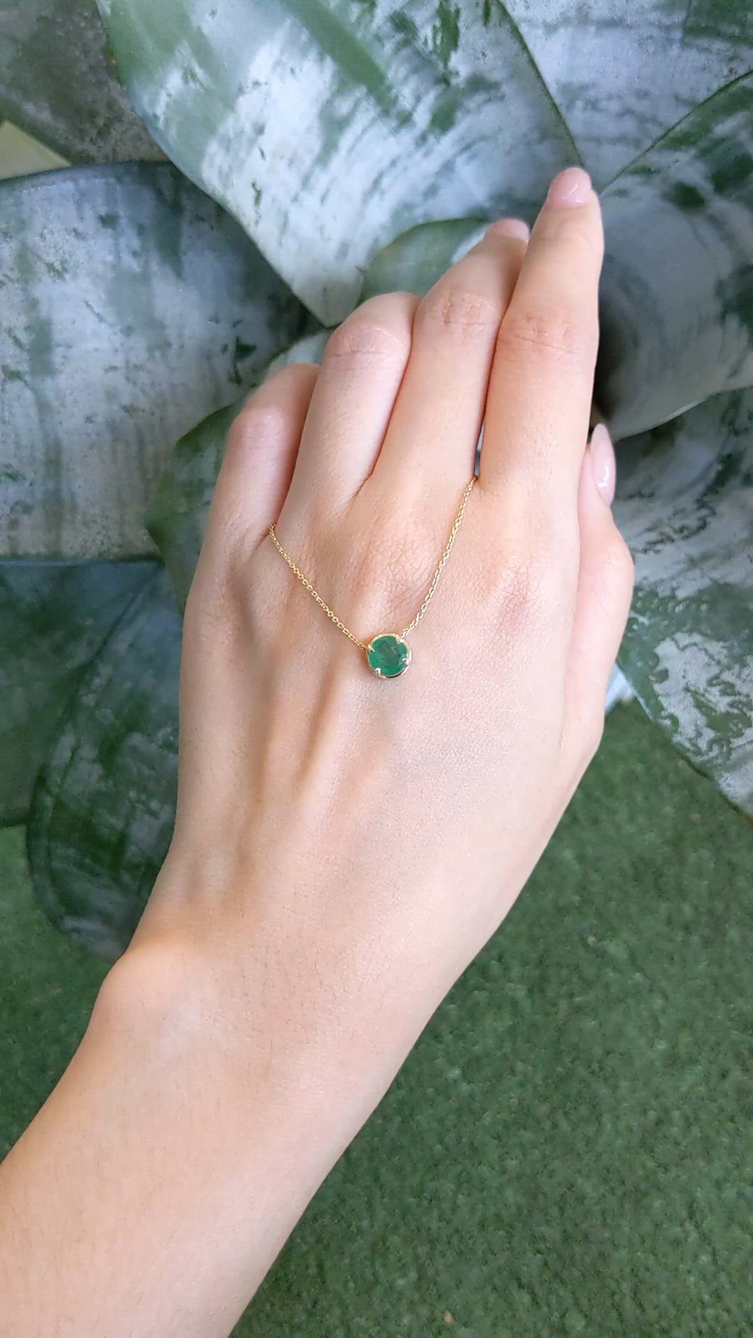 0.78 Ct. Emerald Bezel Necklace, 14K Yellow Gold Size Video
