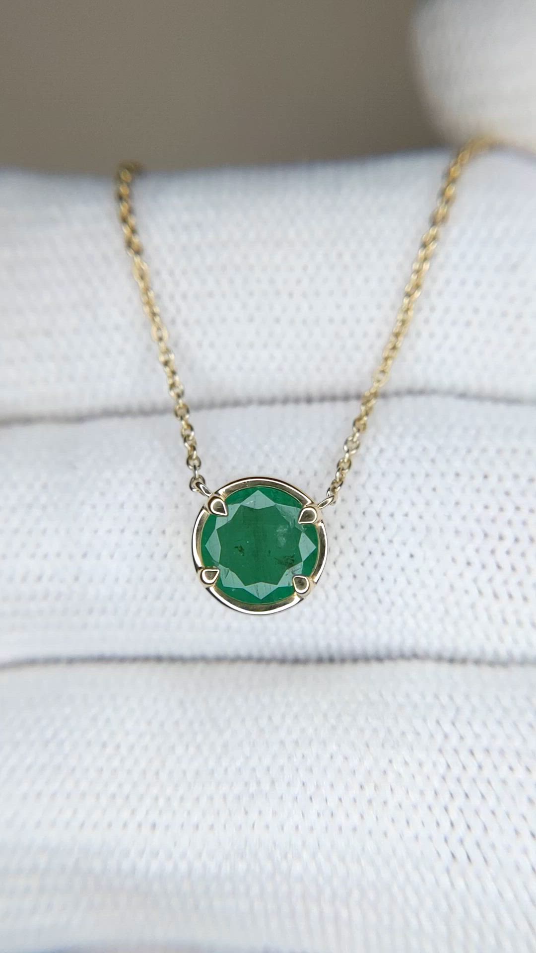0.78 Ct. Emerald Bezel Necklace, 14K Yellow Gold Size Video
