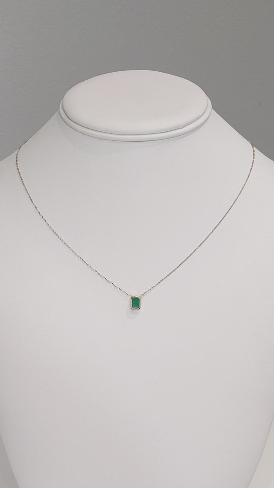 0.67 Ct. Emerald Bezel Necklace, 18K Yellow Gold Size Video