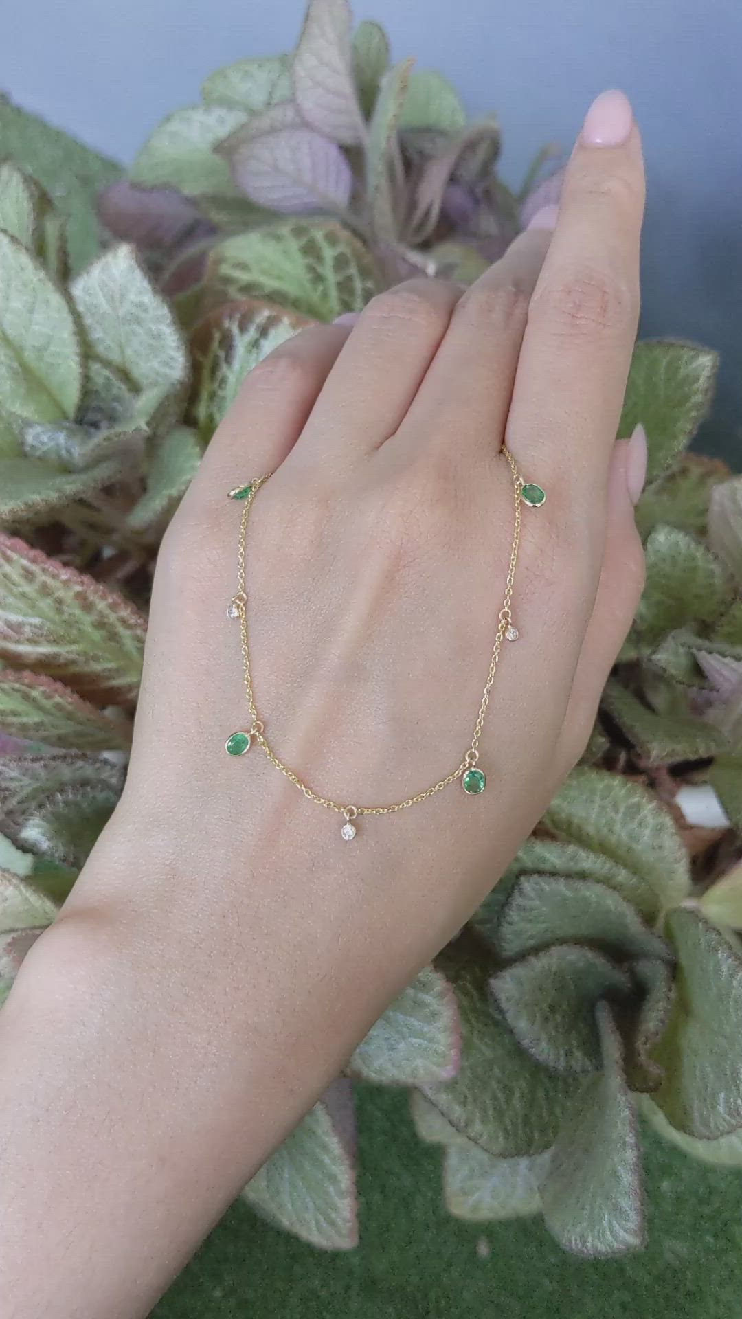 0.92 Ct. Emerald and Natural Diamond Bezel Necklace, 14K Yellow Gold Size Video