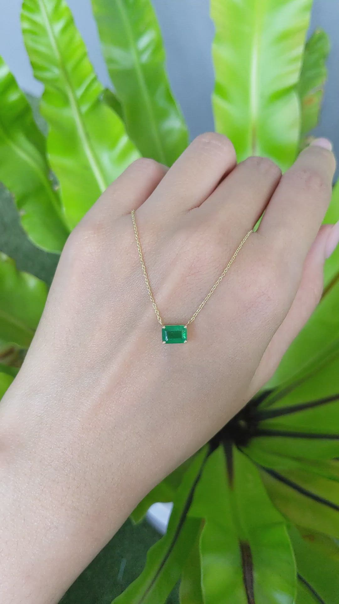 0.86 Ct. Emerald Solitaire Necklace, 14K Yellow Gold Size Video