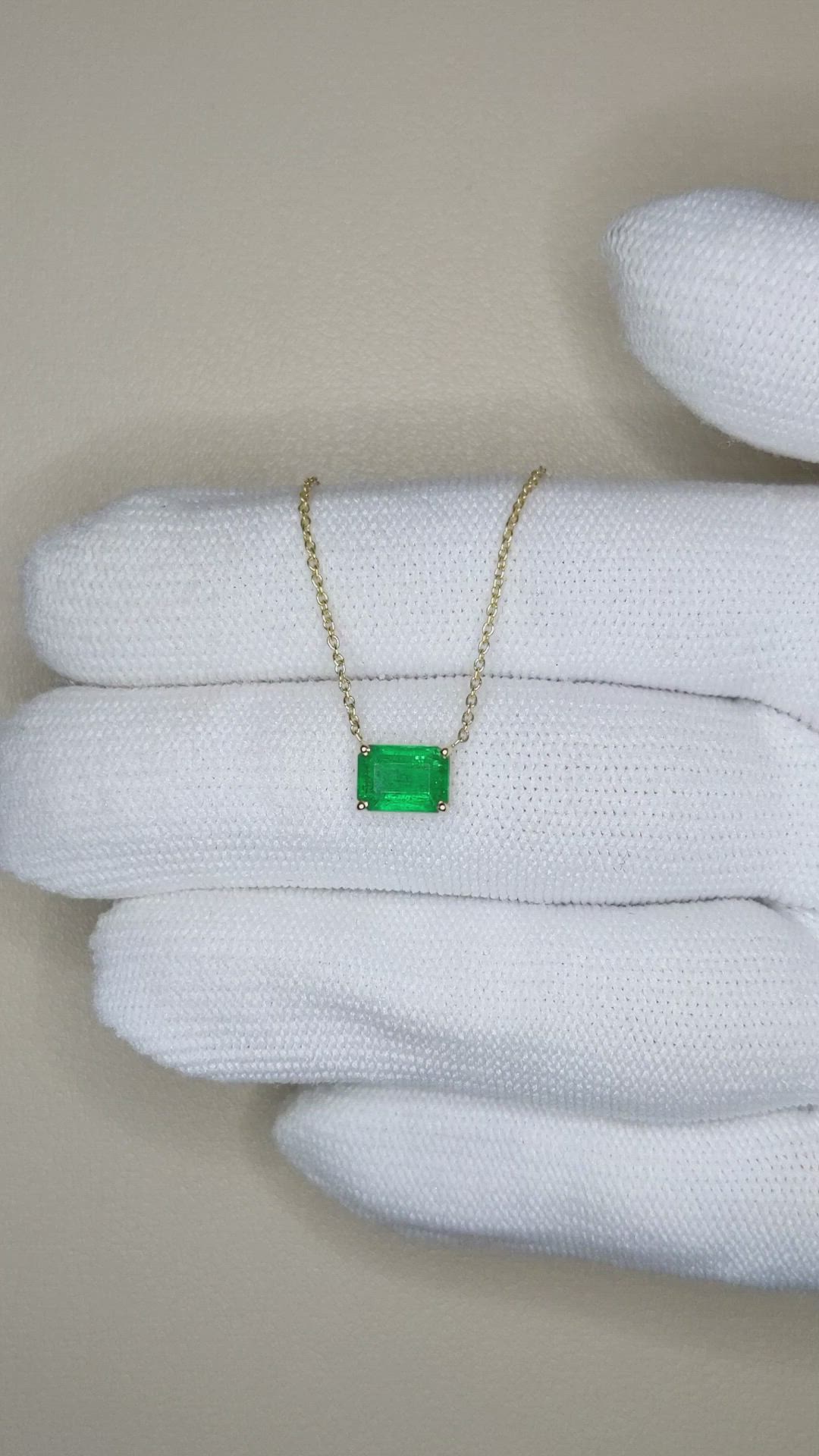 0.86 Ct. Emerald Solitaire Necklace, 14K Yellow Gold Size Video