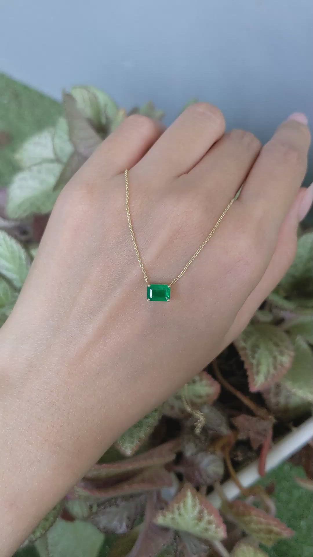 0.86 Ct. Emerald Solitaire Necklace, 14K Yellow Gold Size Video