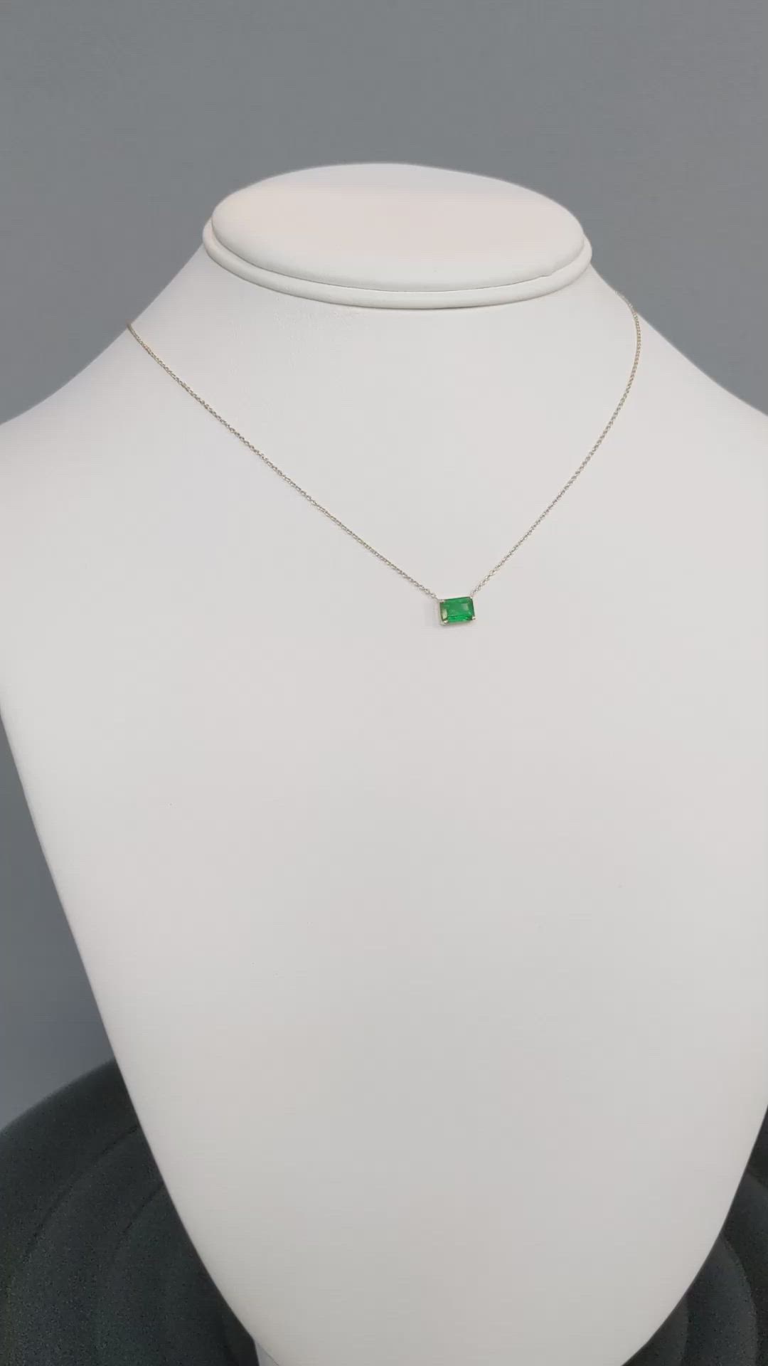 0.86 Ct. Emerald Solitaire Necklace, 14K Yellow Gold Size Video