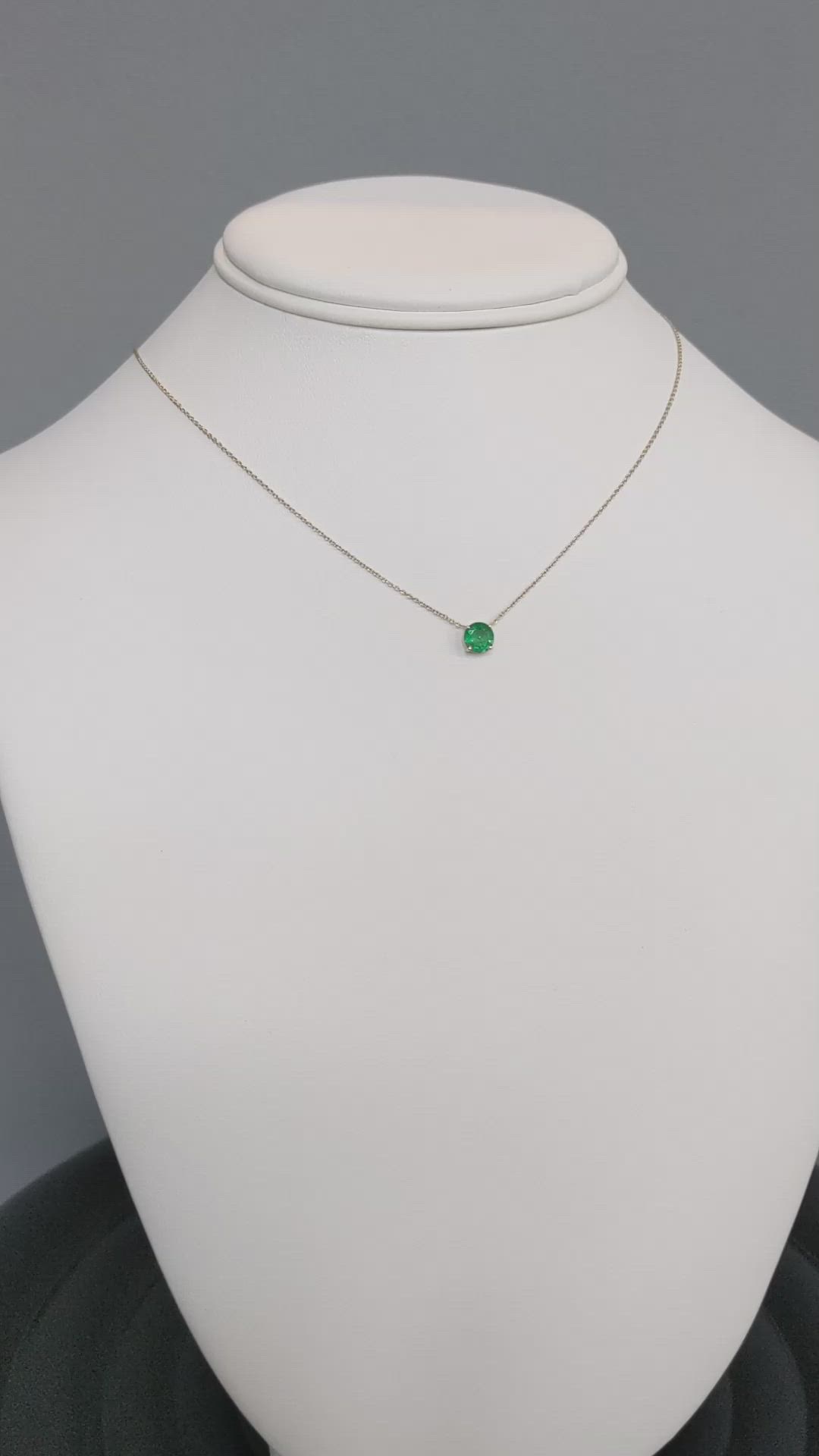 0.64 Ct. Emerald Solitaire Necklace, 14K Yellow Gold Size Video
