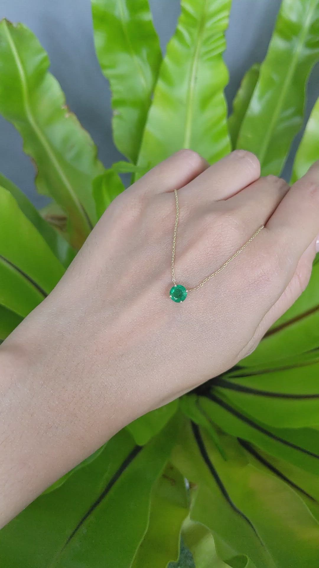 0.64 Ct. Emerald Solitaire Necklace, 14K Yellow Gold Size Video