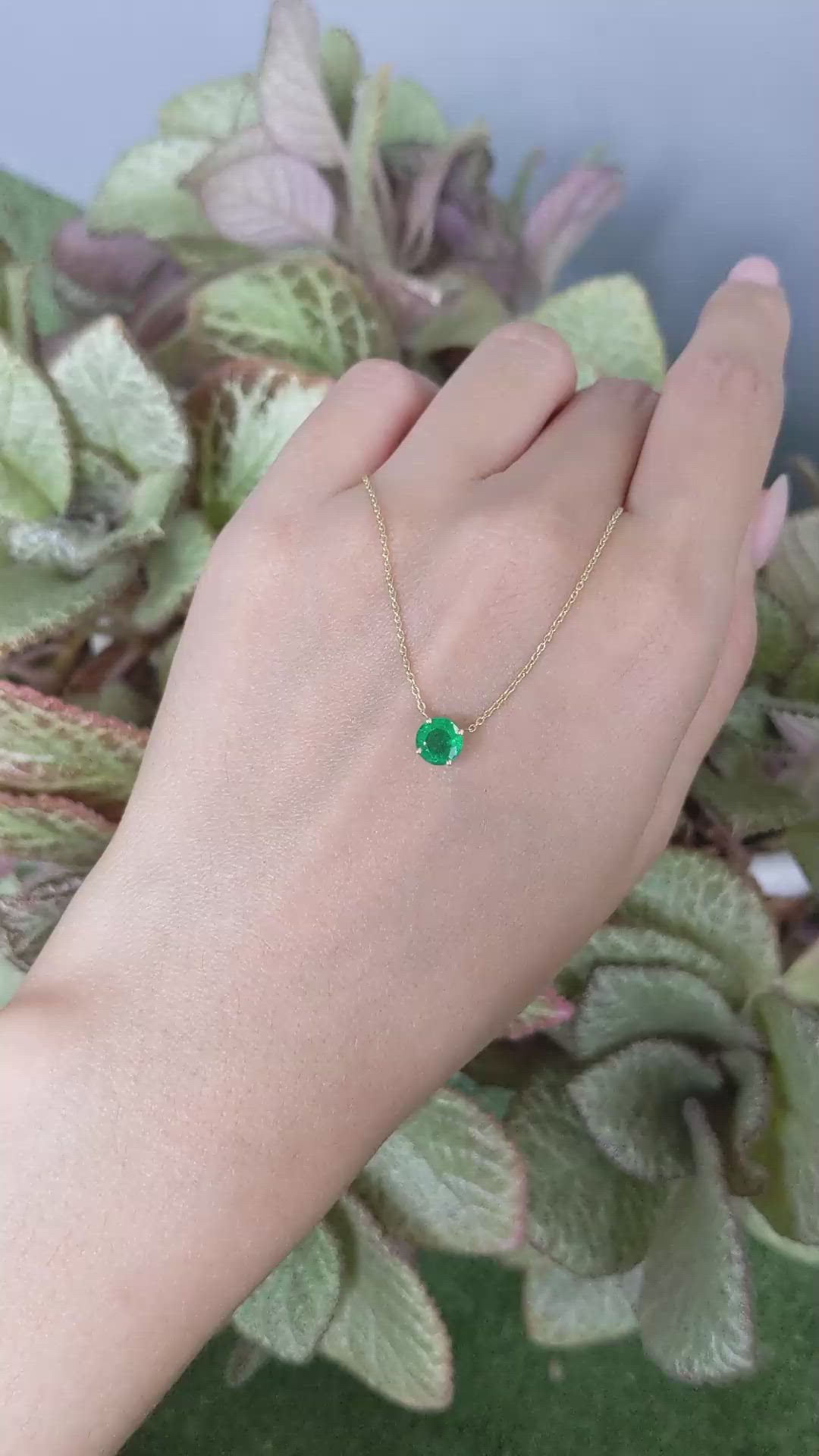 0.64 Ct. Emerald Solitaire Necklace, 14K Yellow Gold Size Video