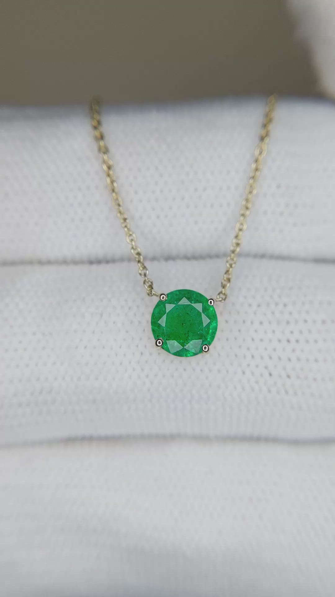 0.64 Ct. Emerald Solitaire Necklace, 14K Yellow Gold Size Video