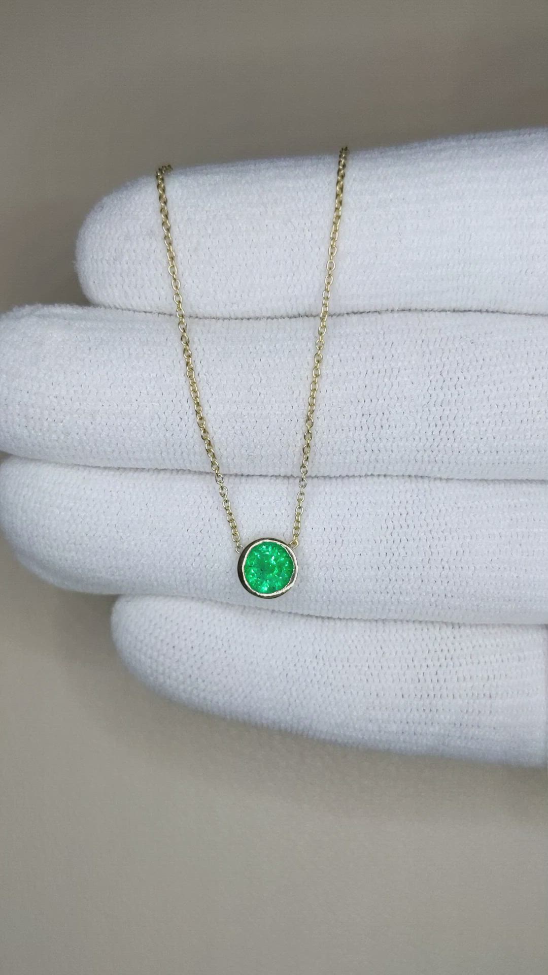 0.65 Ct. Emerald Bezel Necklace, 14K Yellow Gold Size Video