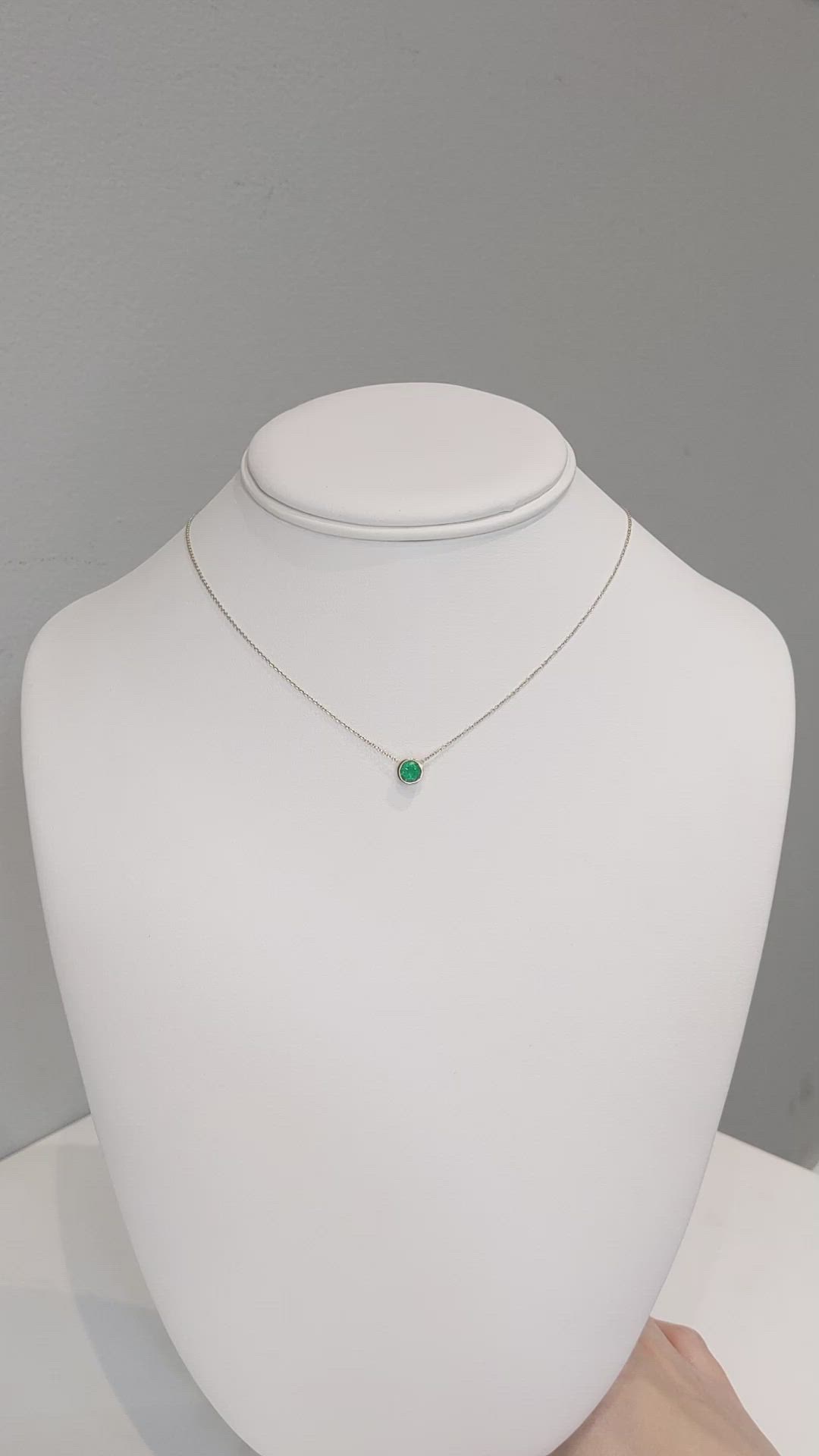 0.65 Ct. Emerald Bezel Necklace, 14K Yellow Gold Size Video