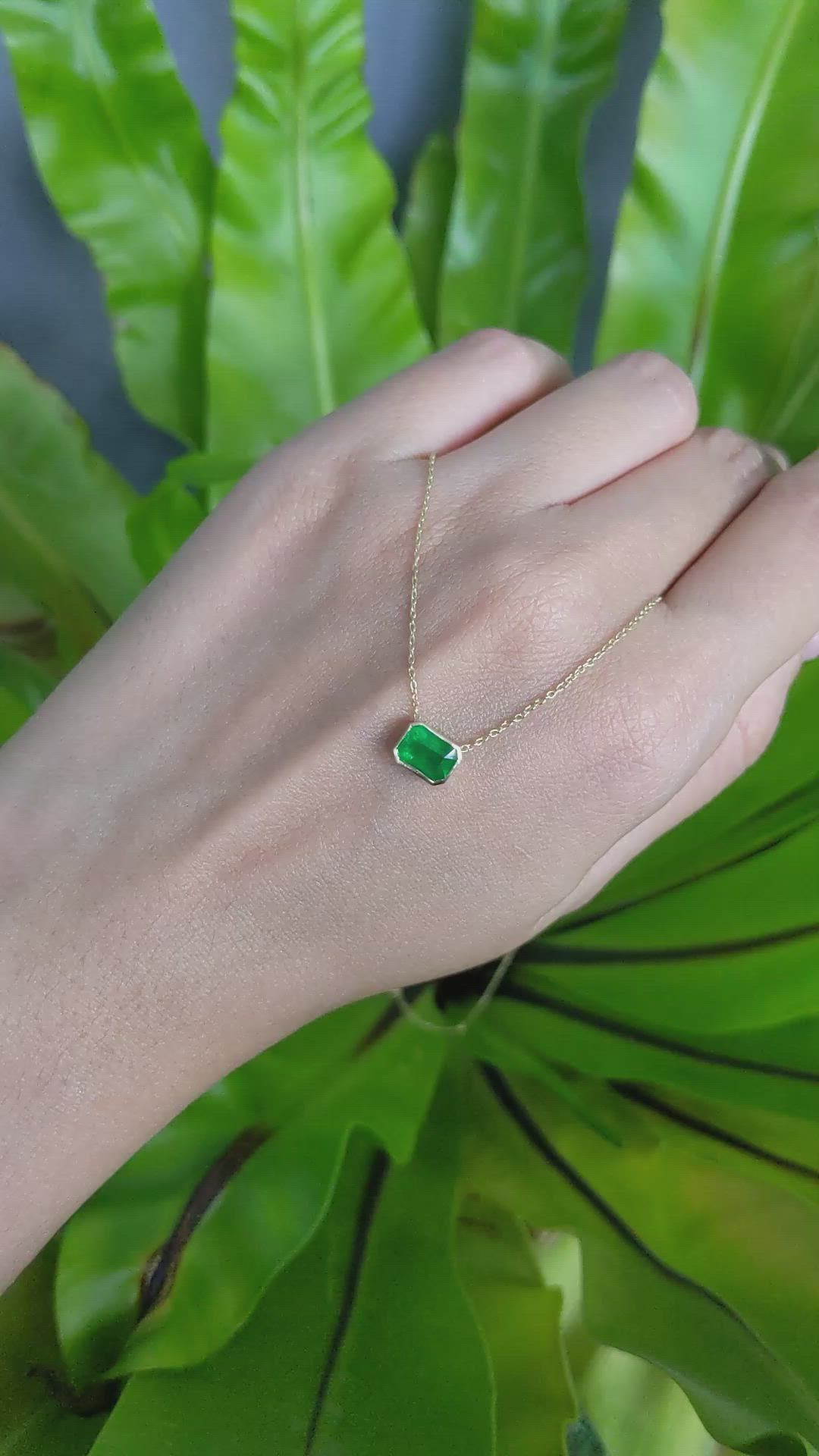 1.02 Ct. Emerald Bezel Necklace, 14K Yellow Gold Size Video